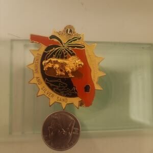 Lions Club FLORIDA & GRAND BAHAMA ISLAND Sunshine & Sand Vintage Tack Pin T-5714